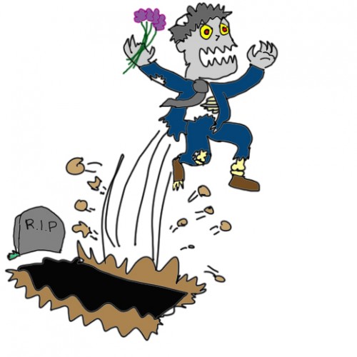 Zombie exploding out of a grave