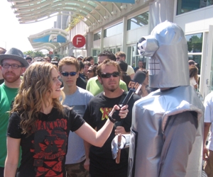 Attack of the Show's Blair Butler interviews Futurama's Bender at Comic-Con International. San Diego, California.