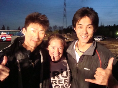 With Ninja Warrior All-Stars Toshiro Takeda (left) and Shingo Yamamoto (right).