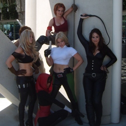 Action chick cosplayers at the con.